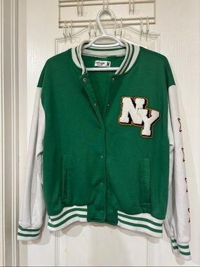 Refuge Green & White NY Letterman Jacket